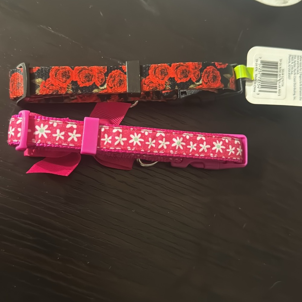 NWT Top Paw 2 dog collars red roses and pink and white flowers adjustable S - Picture 6 of 6